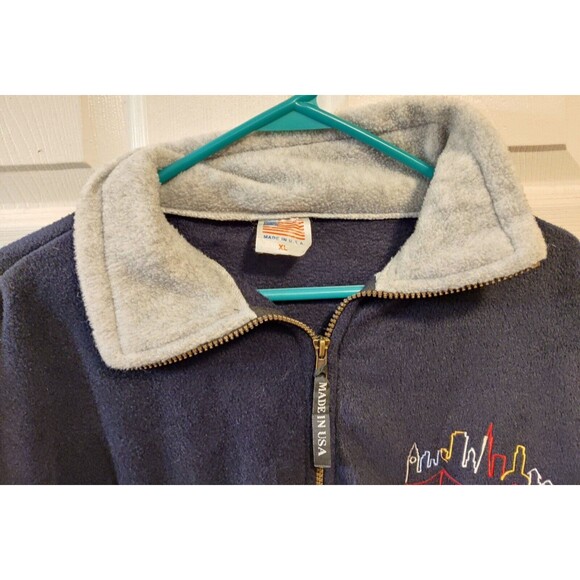 Vintage Men's Full Zip Made In USA Blue Flesse Embroidered San Franscio - Picture 6 of 11